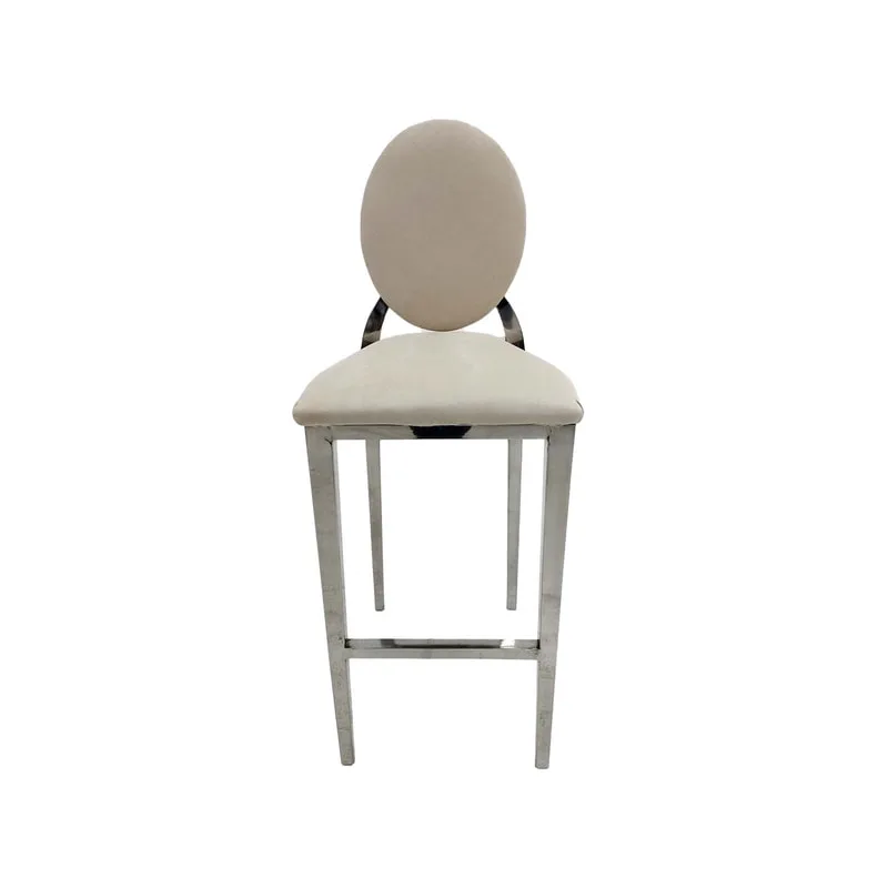 F-BS132-CR Silver Dior barstool in cream fabric