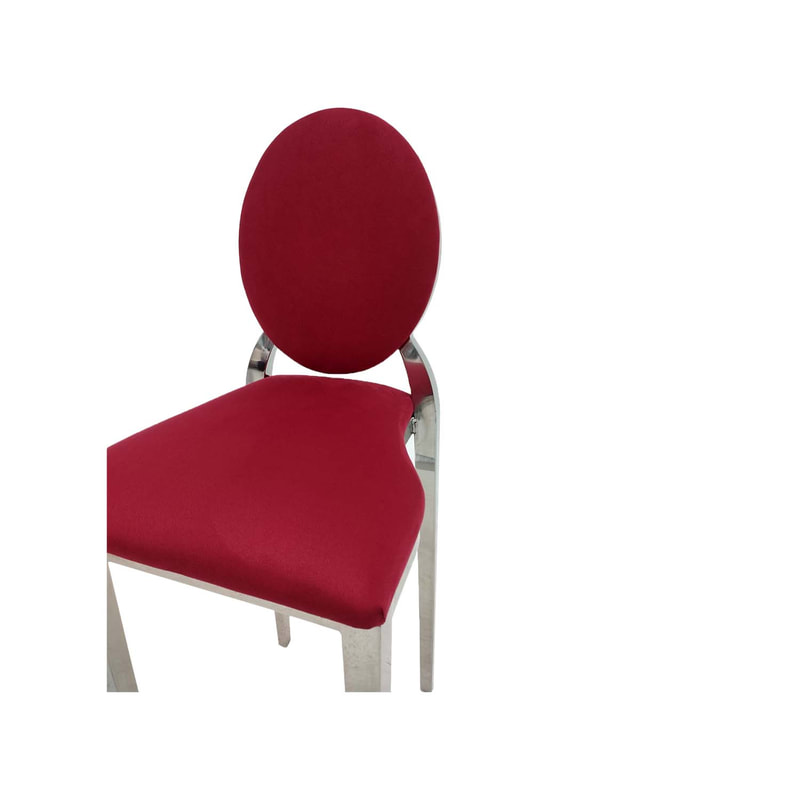 F-BS132-DR Silver Dior barstool in dark red fabric 