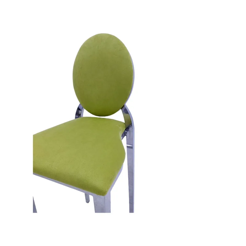 F-BS132-GL Silver Dior barstool in lime green fabric 