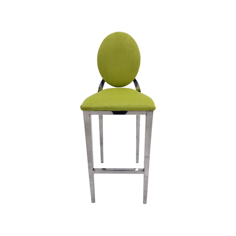 F-BS132-GL Silver Dior barstool in lime green fabric 