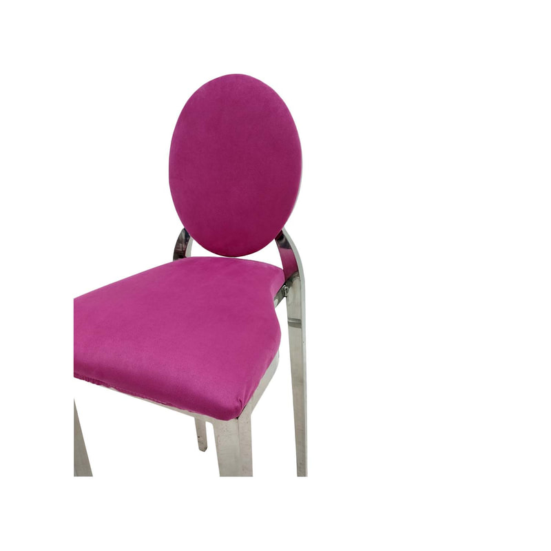 F-BS132-HP Silver Dior barstool in hot pink fabric 