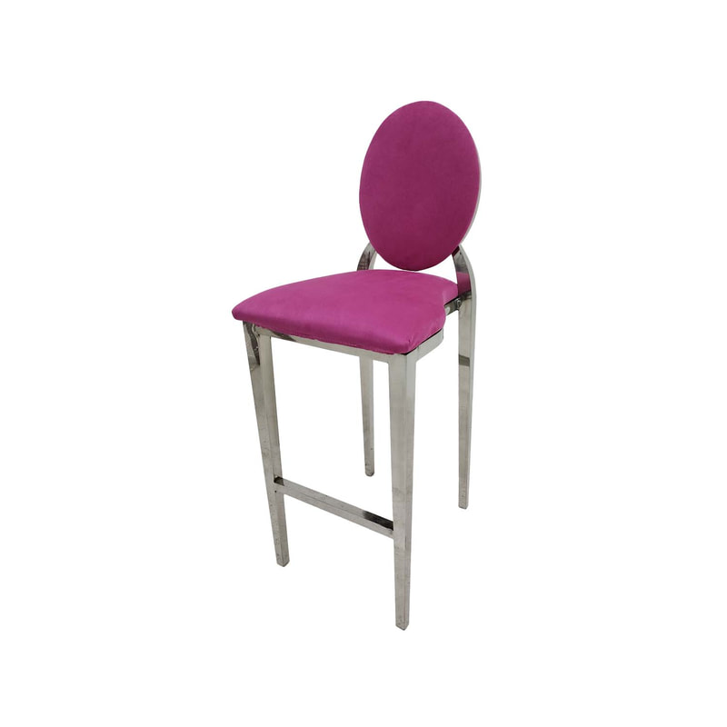 F-BS132-HP Silver Dior barstool in hot pink fabric 