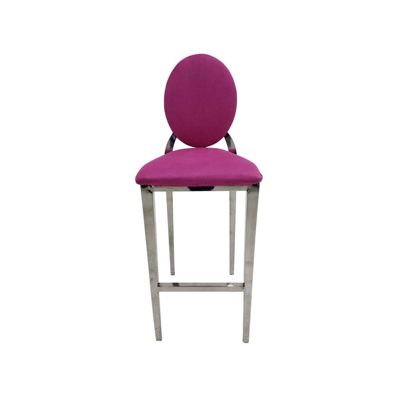F-BS132-HP Silver Dior barstool in hot pink fabric 