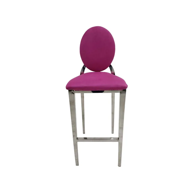 F-BS132-HP Silver Dior barstool in hot pink fabric 