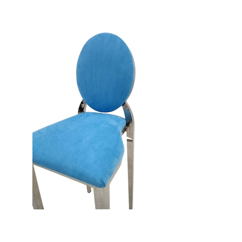 F-BS132-LB Silver Dior barstool in light blue fabric 