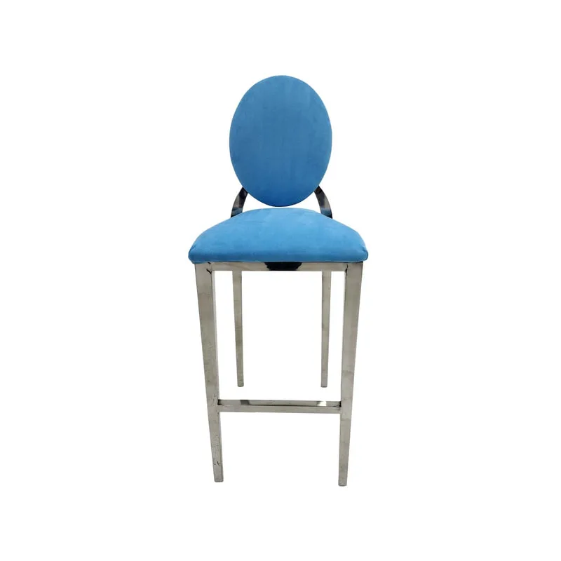 F-BS132-LB Silver Dior barstool in light blue fabric 