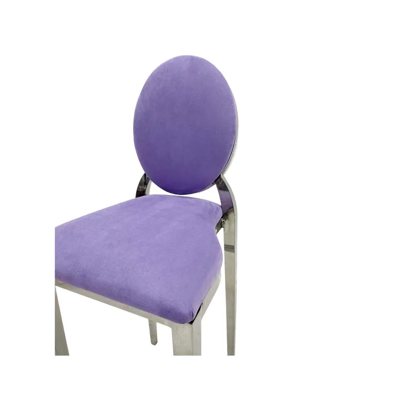 F-BS132-LL Silver Dior barstool in lilac fabric 