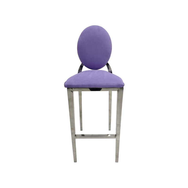 F-BS132-LL Silver Dior barstool in lilac fabric 