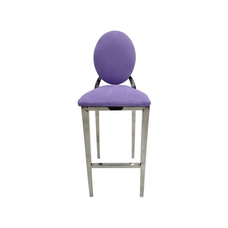 F-BS132-LL Silver Dior barstool in lilac fabric 