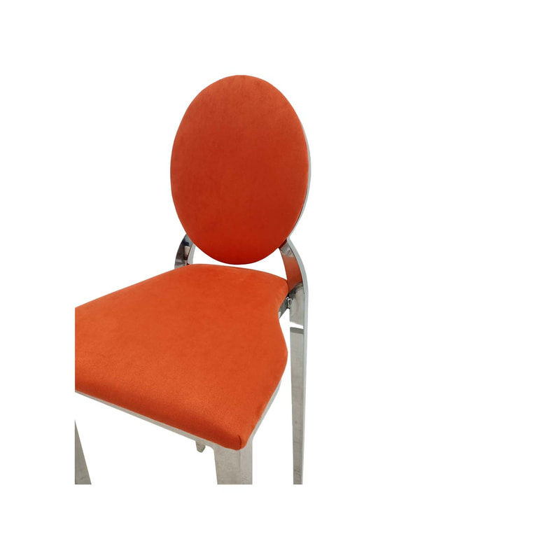 F-BS132-OR Silver Dior barstool in orange fabric 