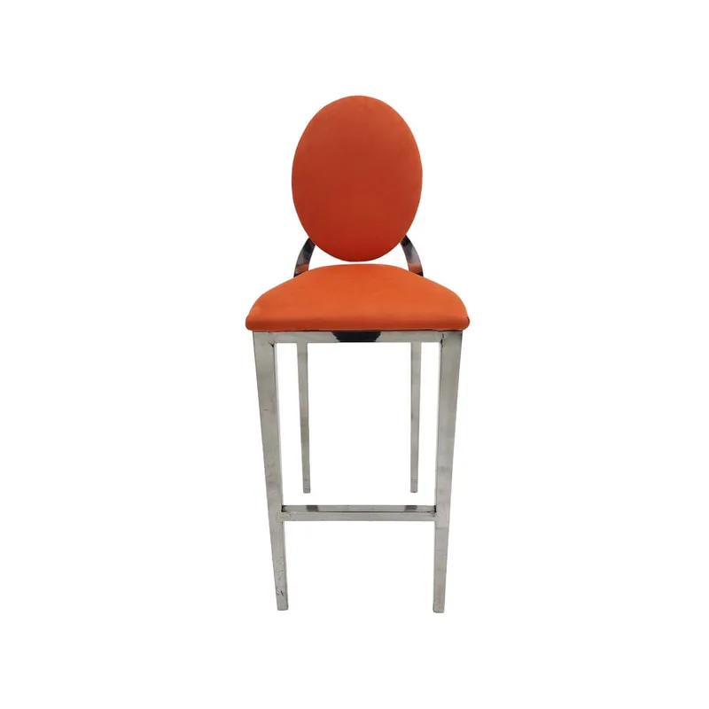 F-BS132-OR Silver Dior barstool in orange fabric 