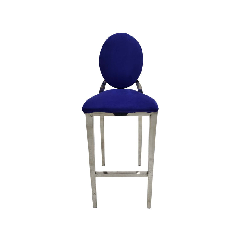 F-BS132-PR Silver Dior barstool in purple fabric 