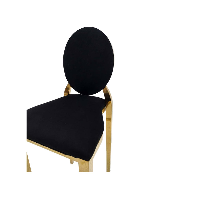 F-BS133-BL Gold Dior barstool with black fabric seat covers