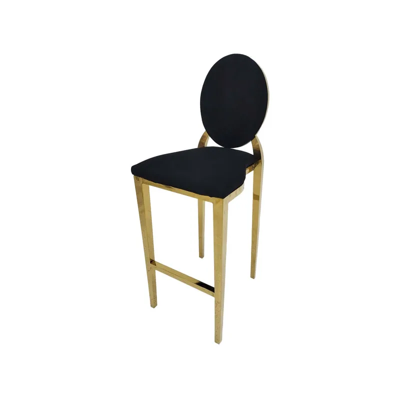 F-BS133-BL Gold Dior barstool with black fabric seat covers