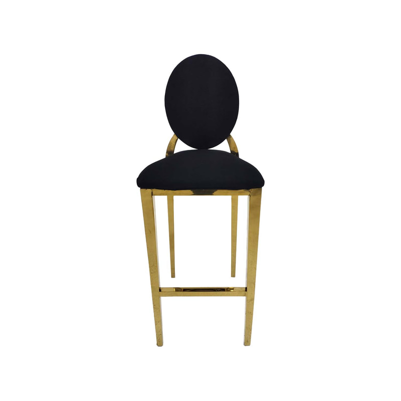 F-BS133-BL Gold Dior barstool with black fabric seat covers