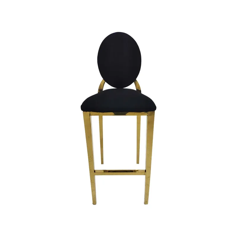F-BS133-BL Gold Dior barstool with black fabric seat covers