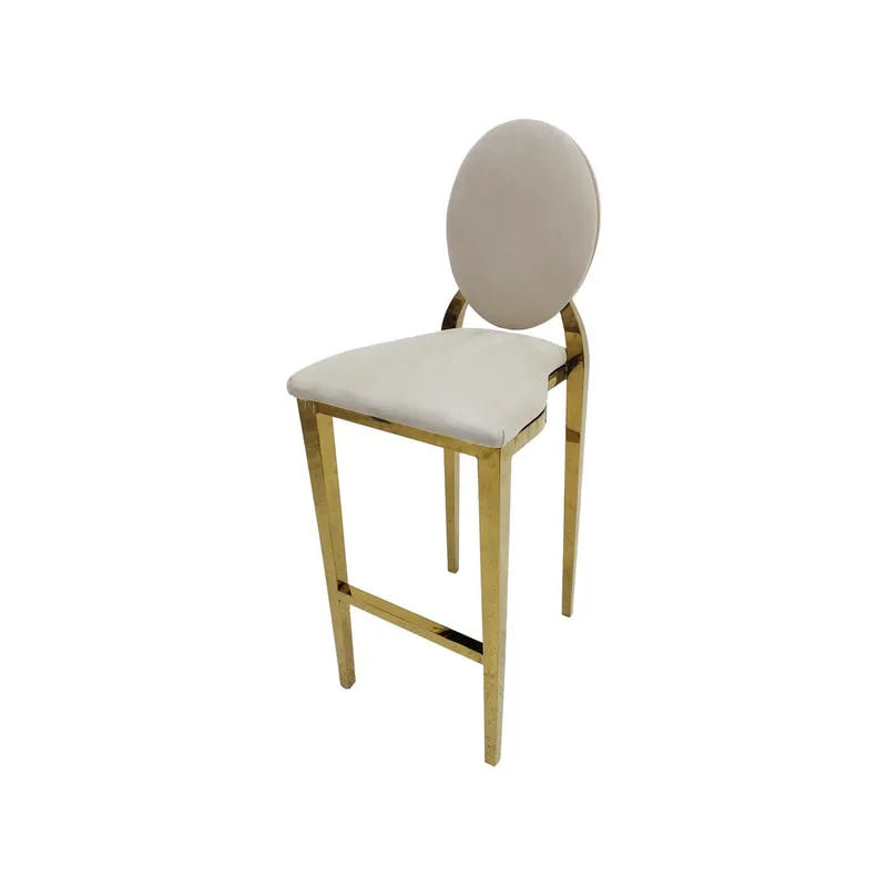 F-BS133-CR Gold Dior barstool in cream fabric