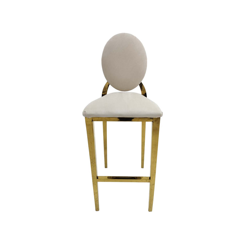 F-BS133-CR Gold Dior barstool in cream fabric