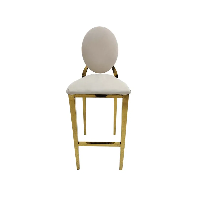 F-BS133-CR Gold Dior barstool in cream fabric