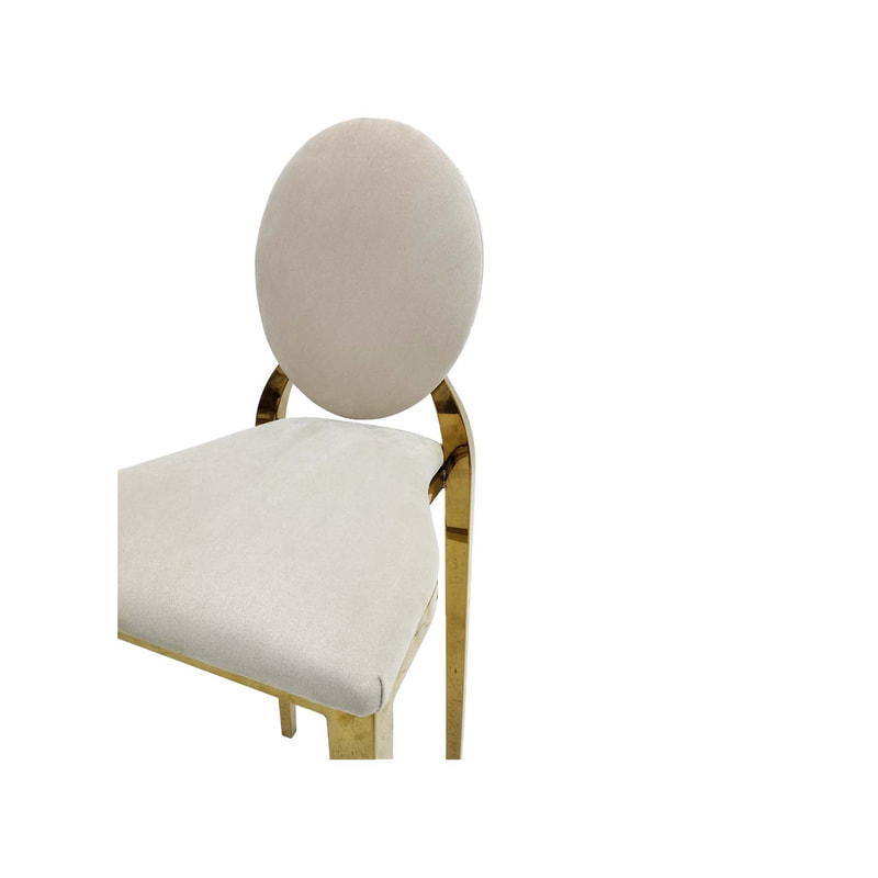 F-BS133-CR Gold Dior barstool in cream fabric