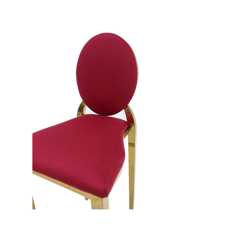 F-BS133-DR Gold Dior barstool in dark red fabric