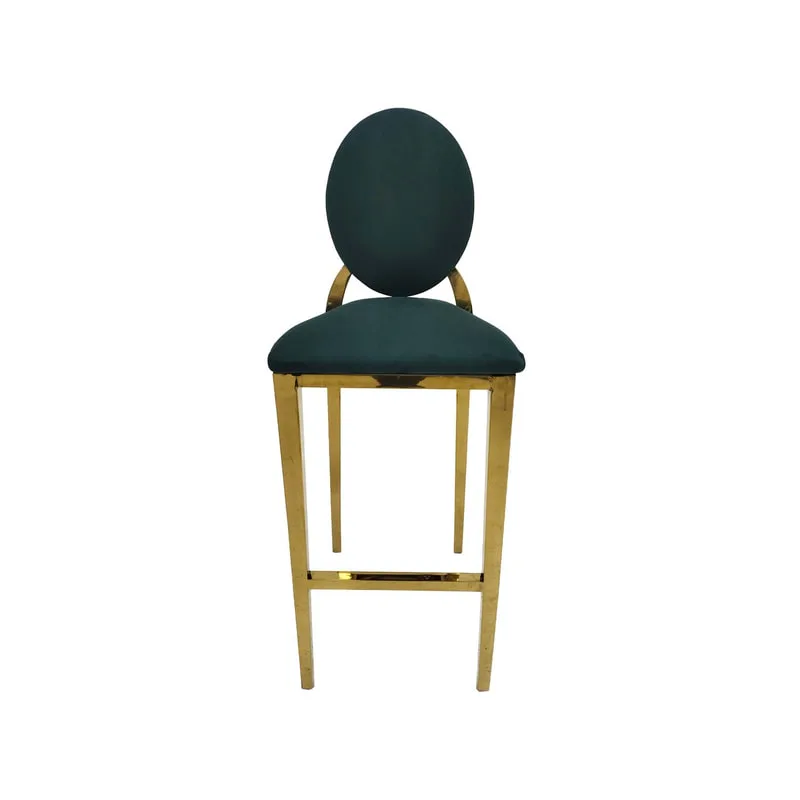 F-BS133-EG Gold Dior barstool with emerald green fabric seat covers