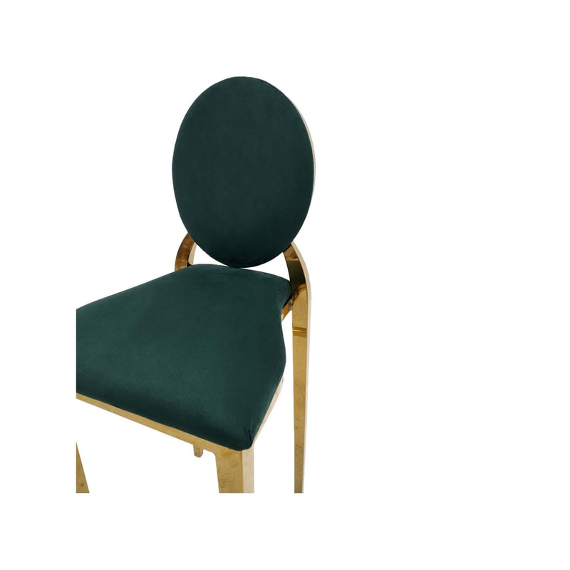 F-BS133-EG Gold Dior barstool with emerald green fabric seat covers