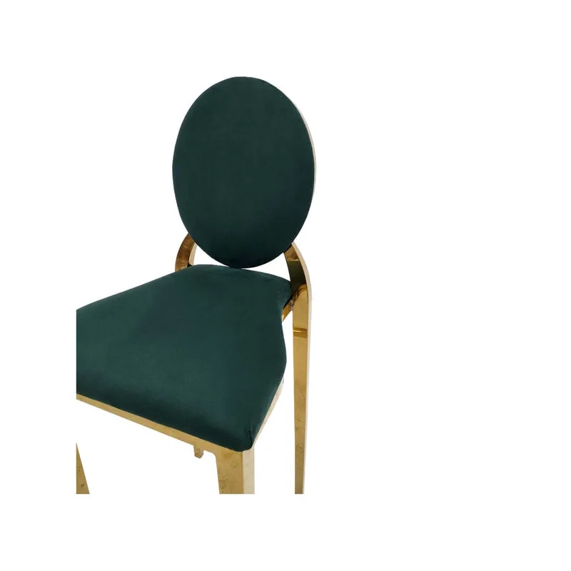 F-BS133-EG Gold Dior barstool with emerald green fabric seat covers
