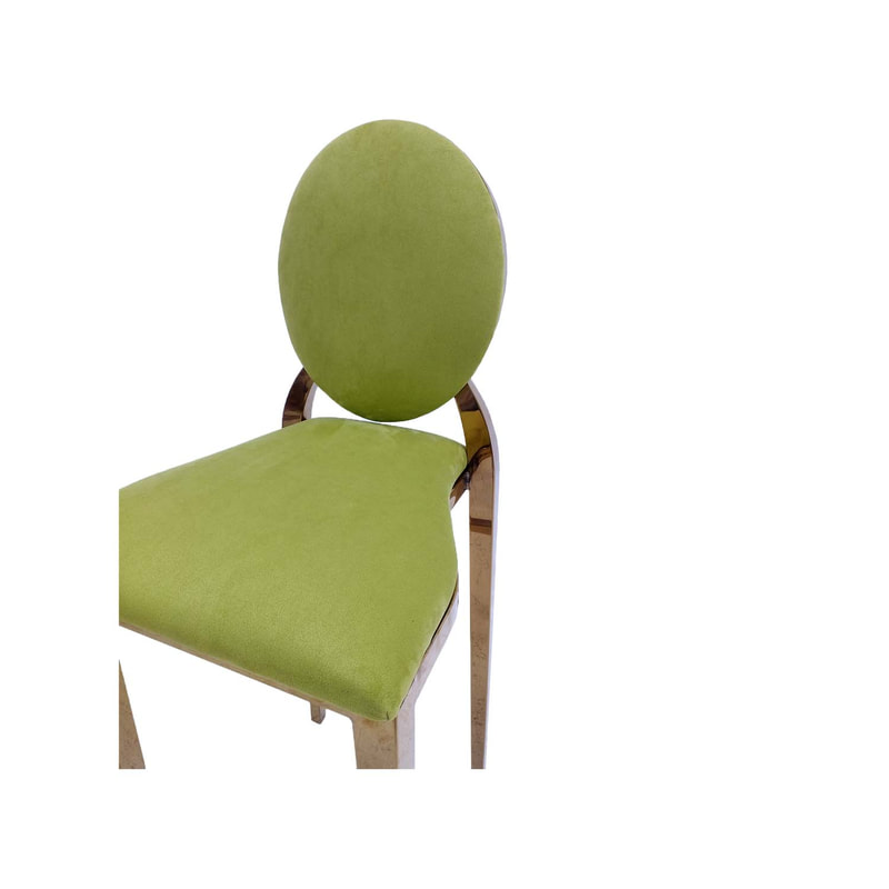 F-BS133-GL Gold Dior barstool in lime green fabric