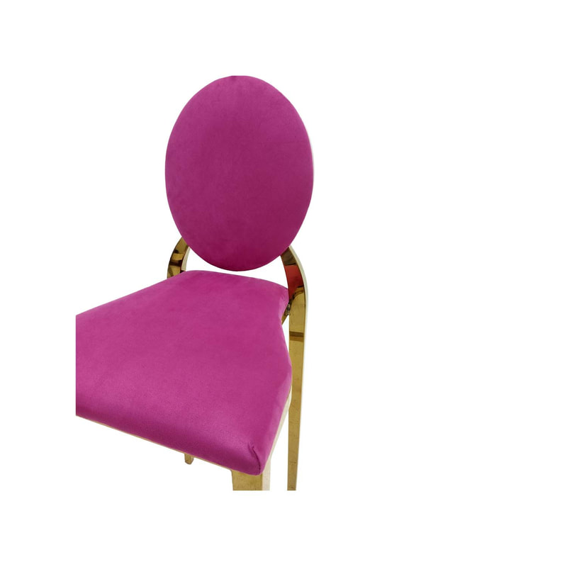 F-BS133-HP Gold Dior barstool in hot pink fabric
