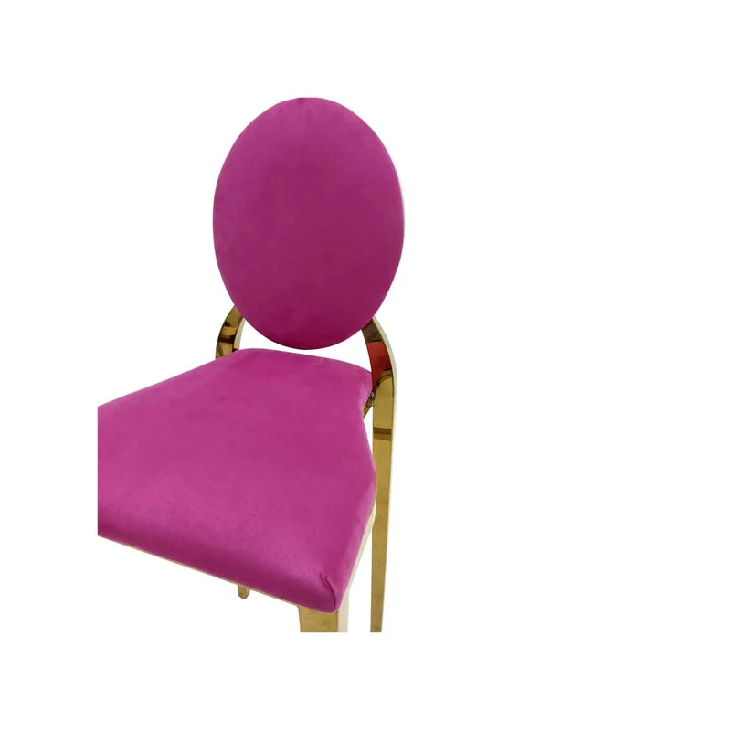 F-BS133-HP Gold Dior barstool in hot pink fabric