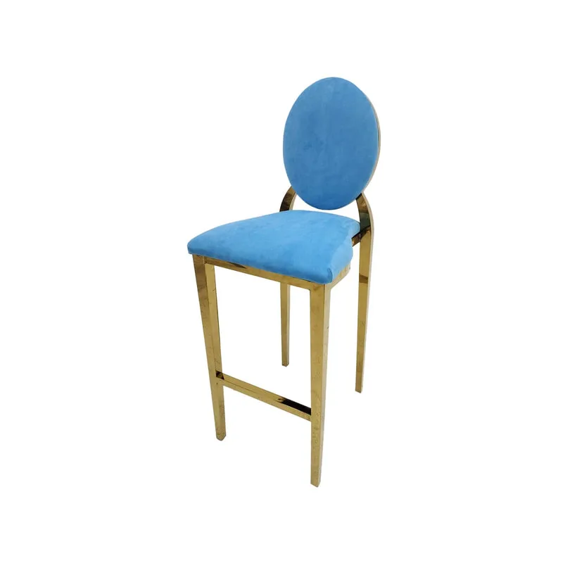 F-BS133-LB Gold Dior barstool in light blue fabric