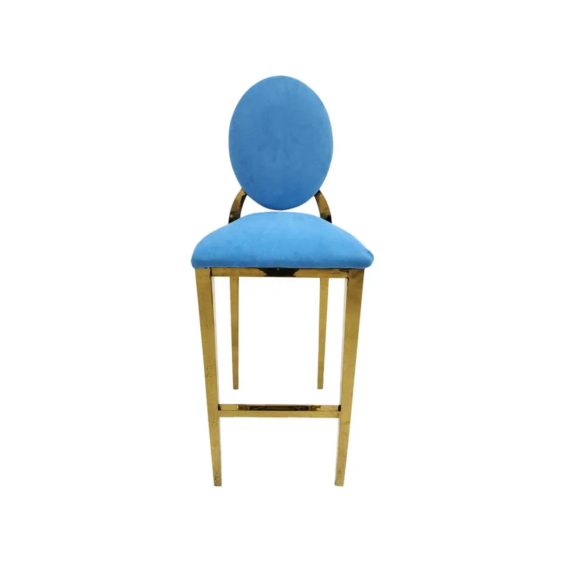 F-BS133-LB Gold Dior barstool in light blue fabric