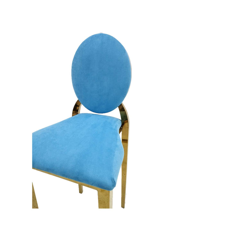 F-BS133-LB Gold Dior barstool in light blue fabric