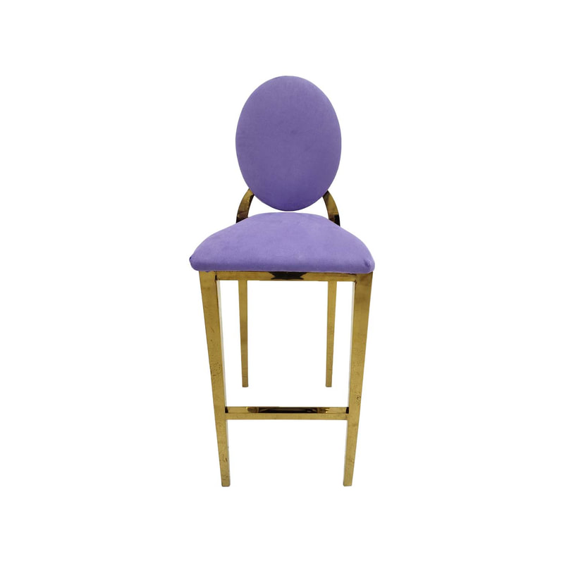 F-BS133-LL Gold Dior barstool in lilac fabric