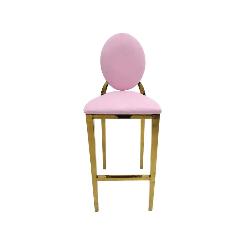 F-BS133-LP Gold Dior barstool with light pink fabric seat covers