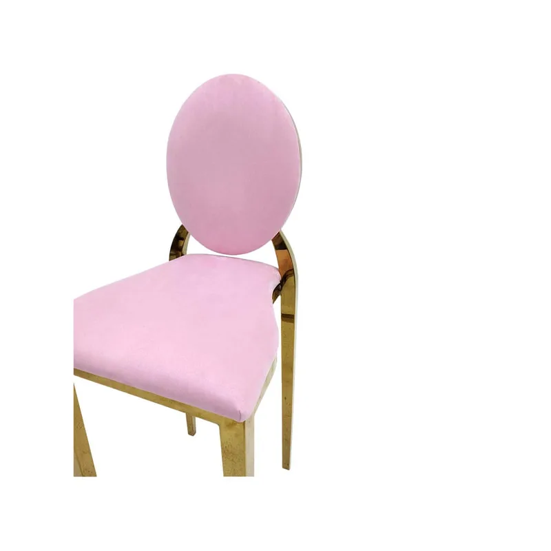 F-BS133-LP Gold Dior barstool with light pink fabric seat covers