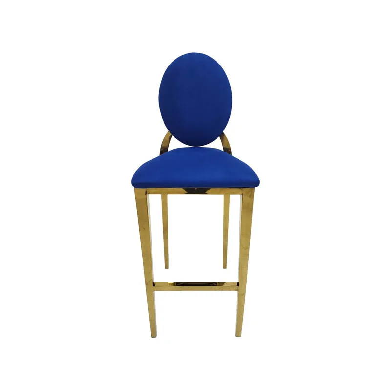 F-BS133-MB Gold Dior barstool with midnight blue fabric seat covers
