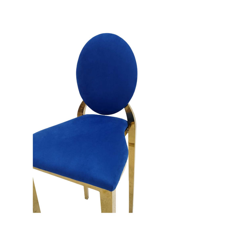 F-BS133-MB Gold Dior barstool with midnight blue fabric seat covers