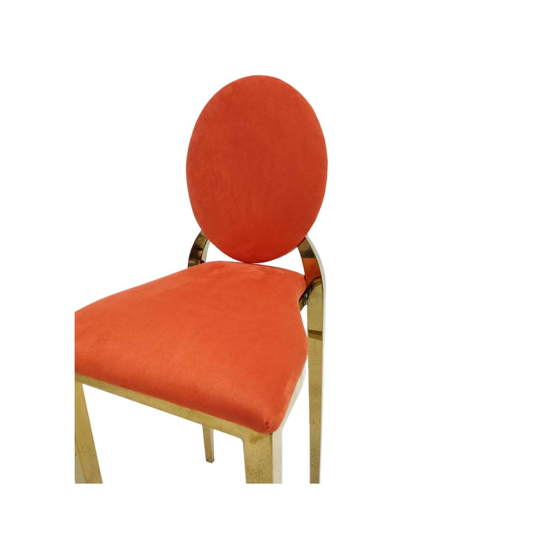 F-BS133-OR Gold Dior barstool in orange fabric