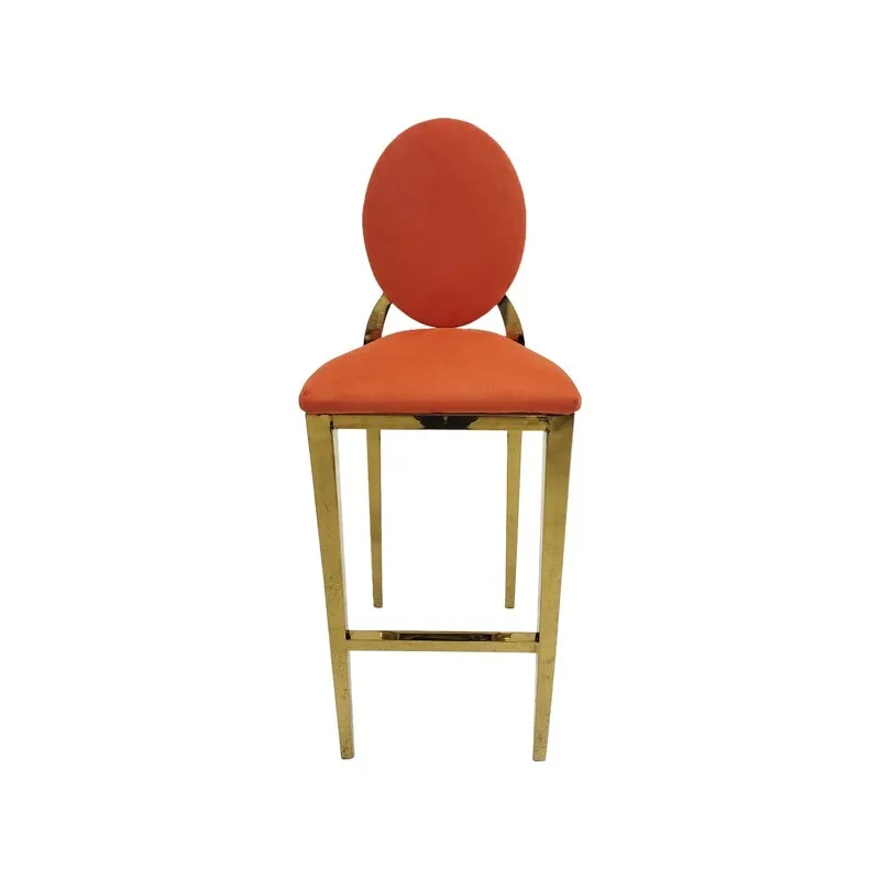 F-BS133-OR Gold Dior barstool in orange fabric