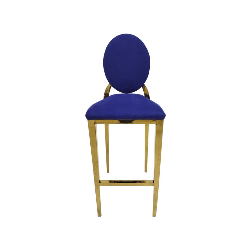 F-BS133-PR Gold Dior barstool in purple fabric