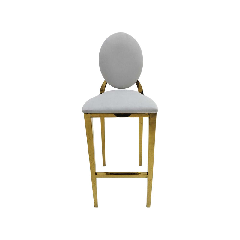F-BS133-SI Gold Dior barstool in silver fabric
