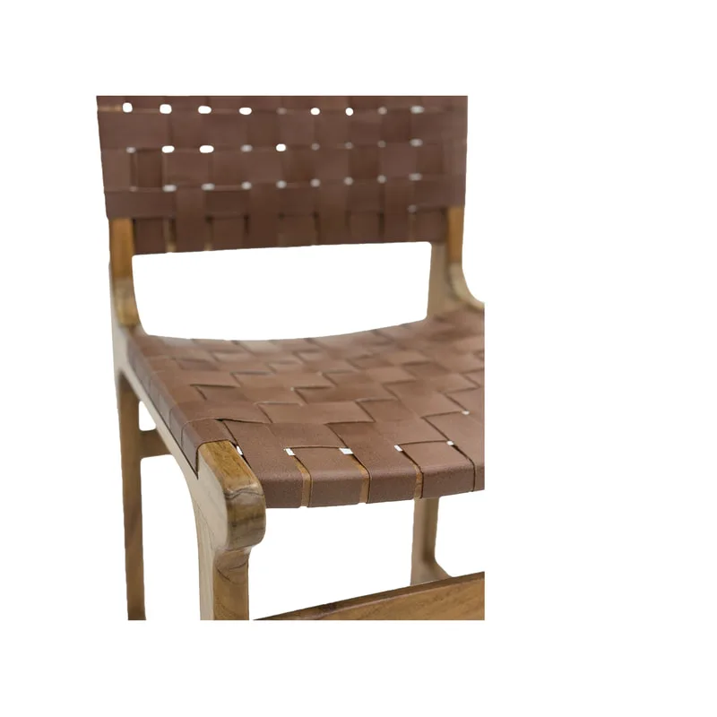 F-BS138-NT Baxter barstool in natural tan leather with wooden frame