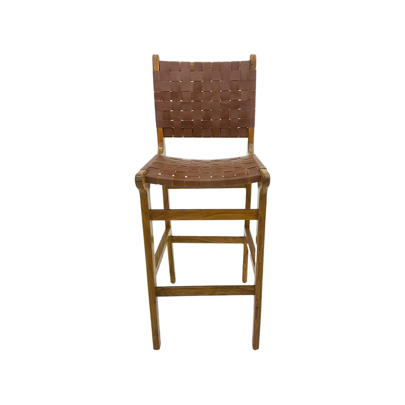 F-BS138-NT Baxter barstool in natural tan leather with wooden frame