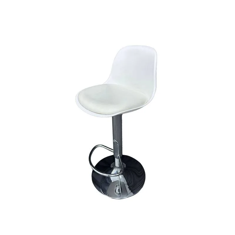 F-BS149-WH Fletcher barstool in white with adjustable stainless steel base