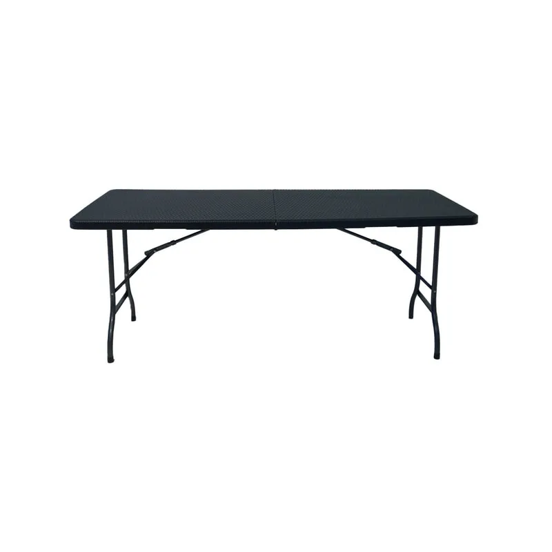 F-BT102-BL Type 2 6ft rectangular banquet table in black with foldable legs