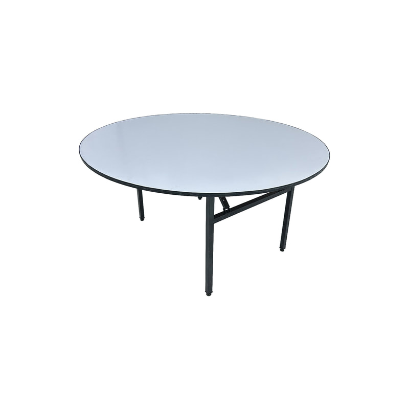 F-BT202-BW Type 2 5ft round banquet table in white with foldable legs