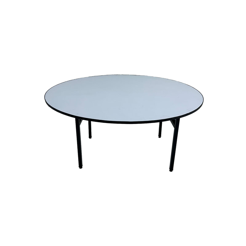 F-BT202-BW Type 2 5ft round banquet table in white with foldable legs