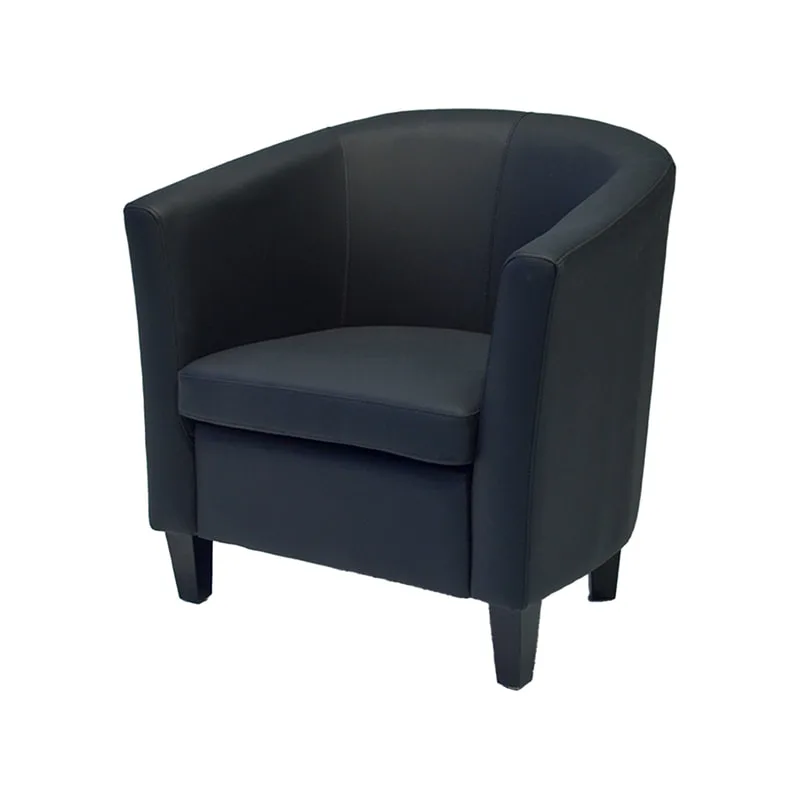 F-CC102-WH Sofia club chair in black leatherette with black wooden legs